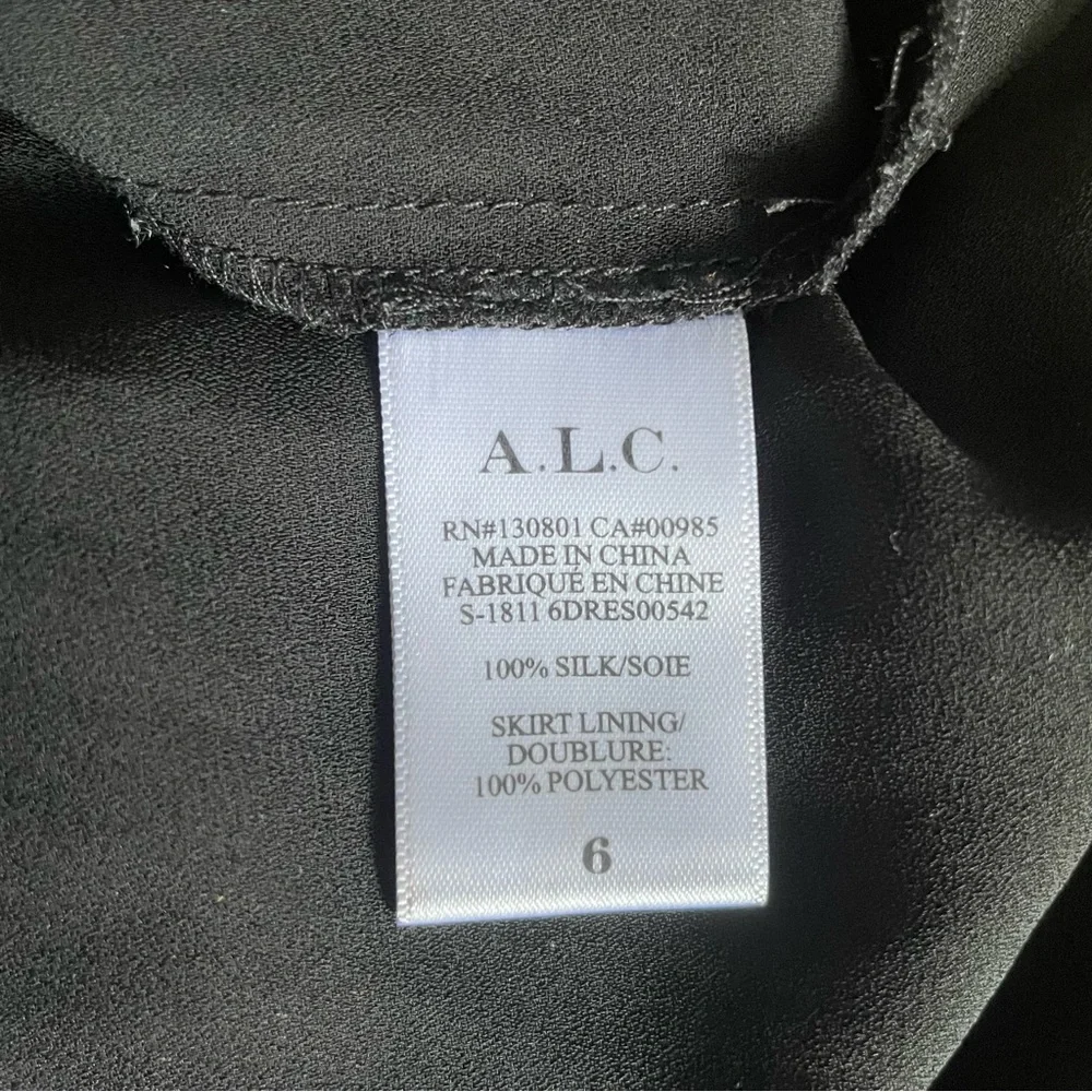 A.L.C. Cora Silk Floral Wrap Black Midi Dress 6